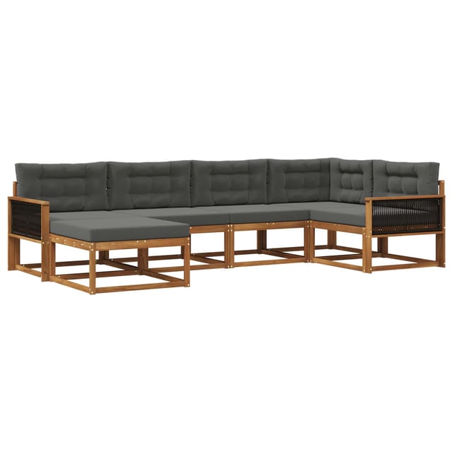 vidaXL Outdoor-Sofagarnitur mit Kissen 6 Stk Natur und Anthrazit 3382705