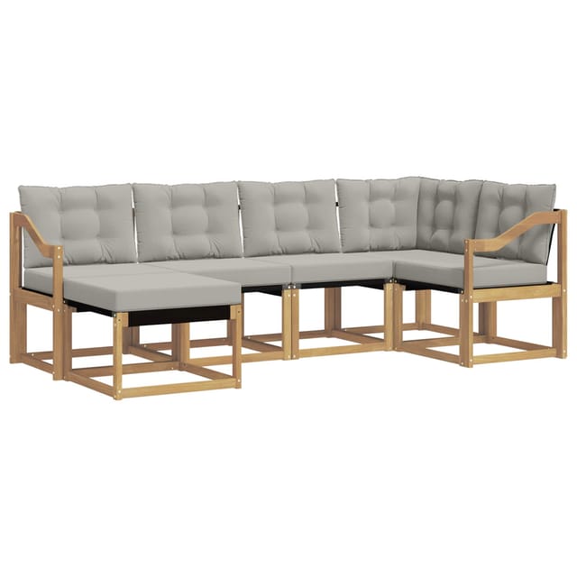 vidaXL Outdoor-Sofagarnitur mit Kissen 6-Tlg Weiß und Hellgrau 3389653