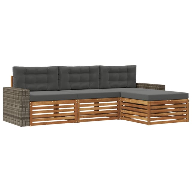 vidaXL Outdoor-Sofagarnitur 4 Stk Natur und Anthrazit Polyester 3383220