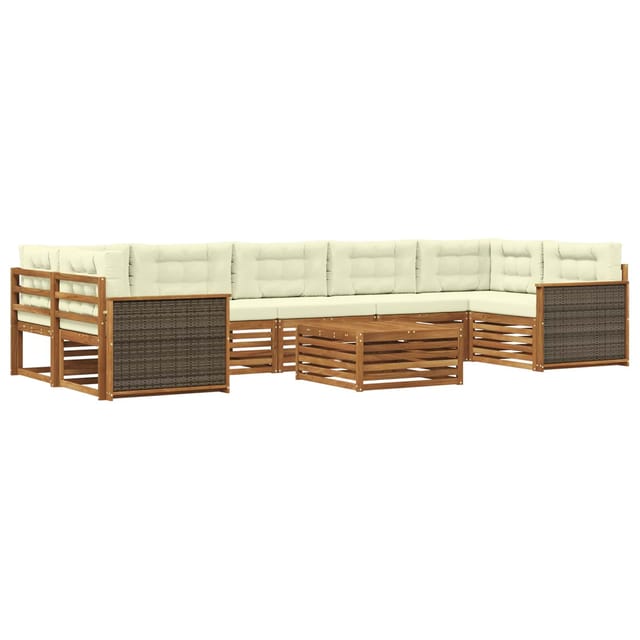 vidaXL Outdoor-Sofagarnitur mit Kissen 8 Stk Natur und Creme 3383138