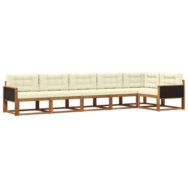 vidaXL Outdoor-Sofagarnitur mit Kissen 6 Stk Natur und Creme 3382593