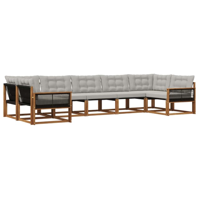 vidaXL Outdoor-Sofagarnitur mit Kissen 7 Stk Natur und Hellgrau 3381663