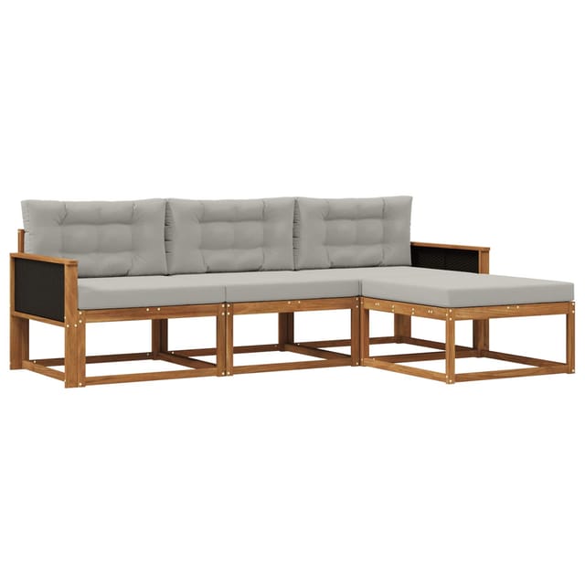 vidaXL Outdoor-Sofagarnitur mit Kissen 4 Stk Natur und Hellgrau 3382454