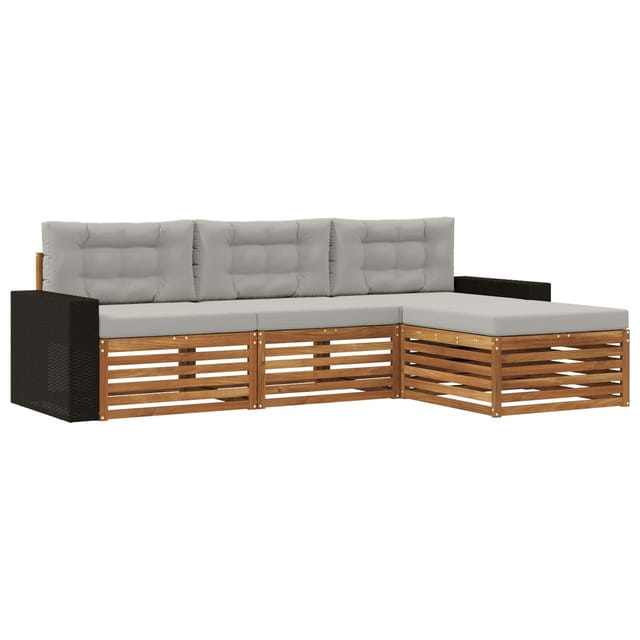 vidaXL Outdoor-Sofagarnitur 4 Stk Natur und Hellgrau Polyester 3383214