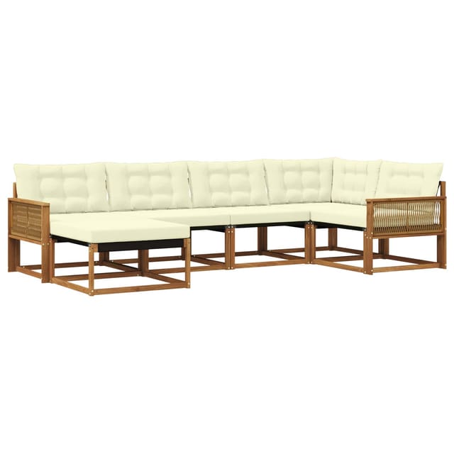 vidaXL Outdoor-Sofagarnitur mit Kissen 6 Stk Natur und Creme 3381538