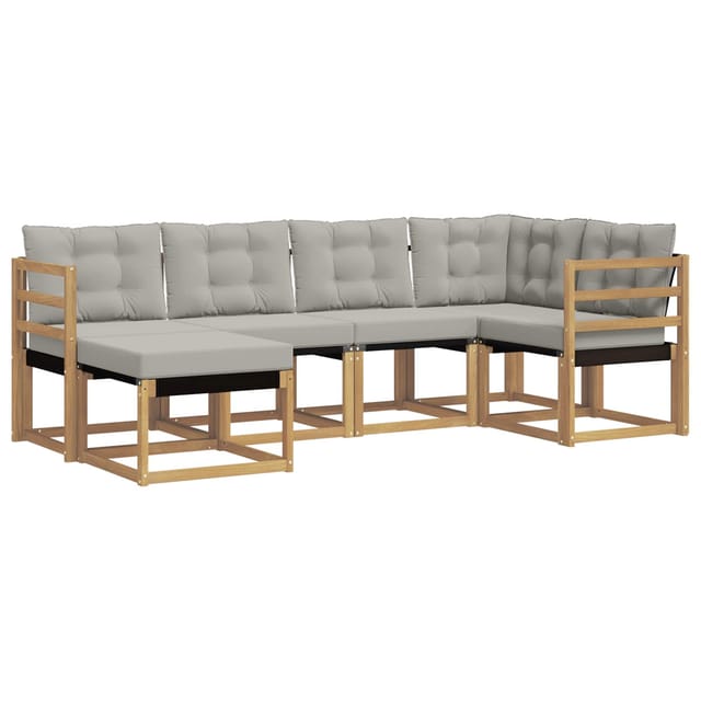 vidaXL Outdoor-Sofagarnitur mit Kissen 6-Tlg Weiß und Hellgrau 3389633