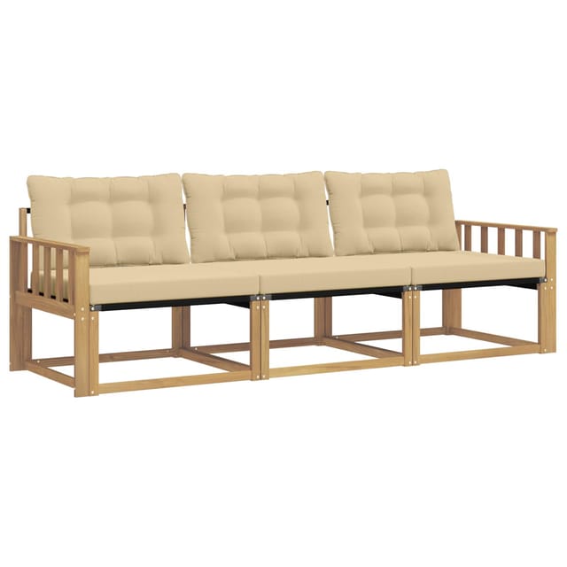 vidaXL Outdoor-Sofagarnitur mit Kissen 3-Tlg Weiß und Beige 3388371