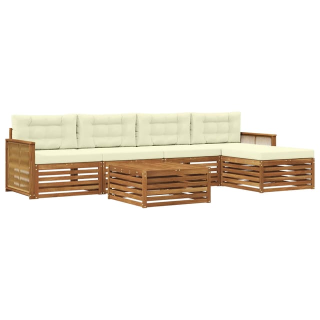 vidaXL Outdoor-Sofagarnitur mit Kissen 6 Stk Natur und Creme 3383268