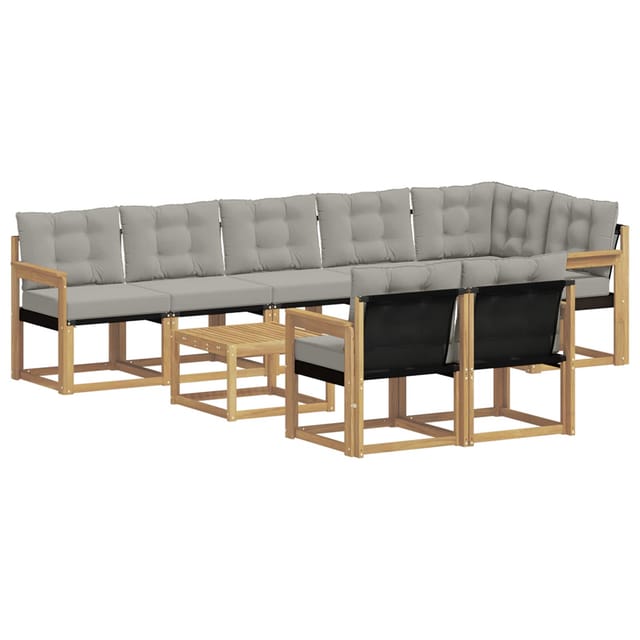 vidaXL Outdoor-Sofagarnitur mit Kissen 9-Tlg Weiß und Hellgrau 3389613