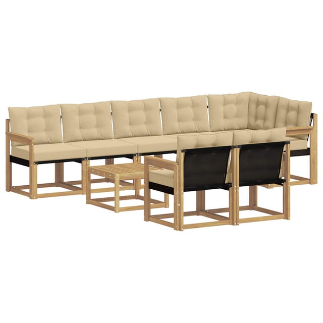 vidaXL Outdoor-Sofagarnitur mit Kissen 9-Tlg Weiß und Beige 3389615