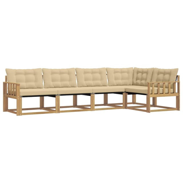 vidaXL Outdoor-Sofagarnitur mit Kissen 5-Tlg Weiß und Beige 3388683