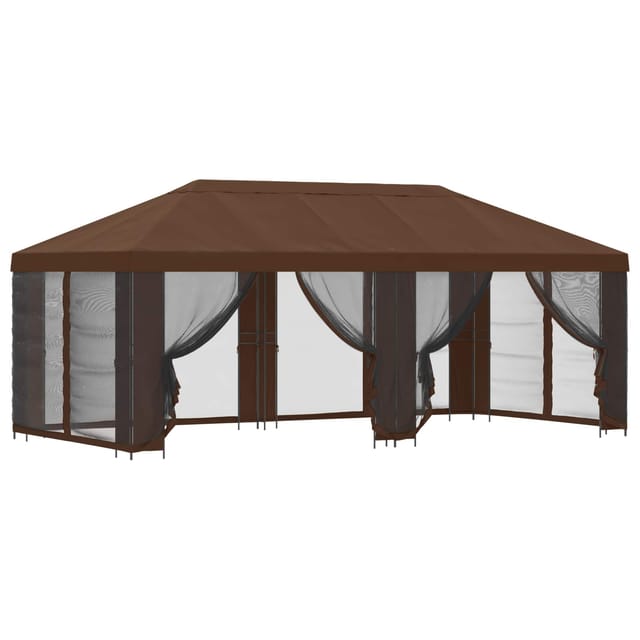 vidaXL Pavillon mit Seitenwänden 6 x 3 m Braun Polyester und Stahl 190 3376030