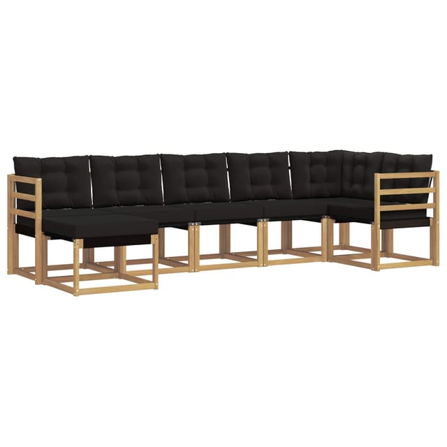 vidaXL Outdoor-Sofagarnitur mit Kissen 7-Tlg Weiß und Schwarz 3389682
