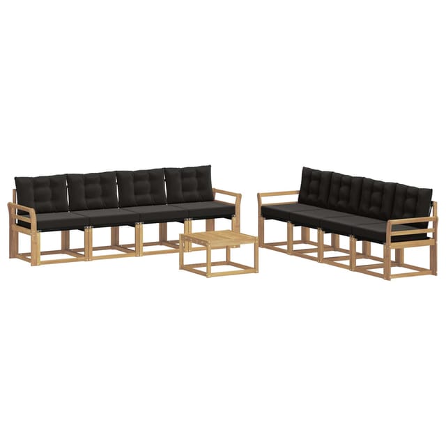 vidaXL Outdoor-Sofagarnitur mit Kissen 9-Tlg Weiß und Schwarz 3389334