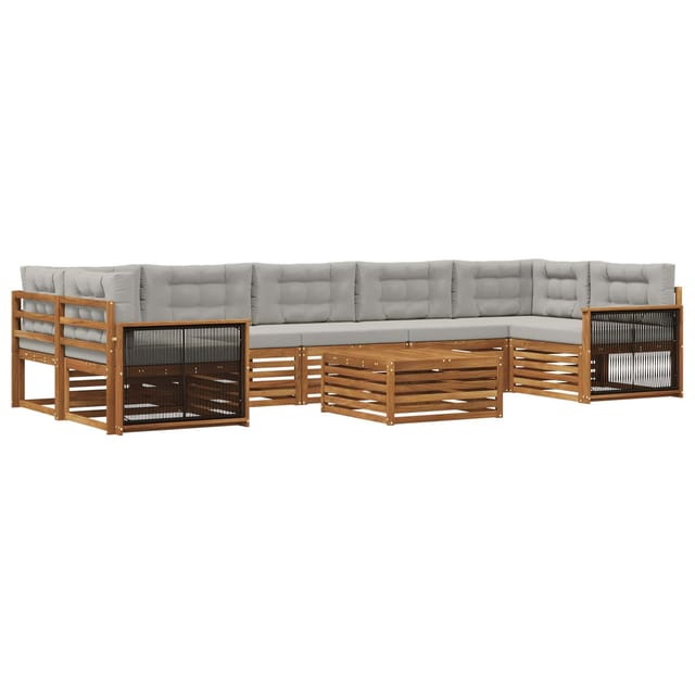 vidaXL Outdoor-Sofagarnitur mit Kissen 8 Stk Natur und Hellgrau 3383144