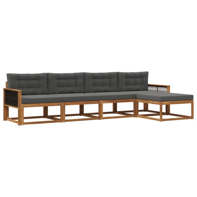 vidaXL Outdoor-Sofagarnitur mit Kissen 5 Stk Natur und Anthrazit 3382485