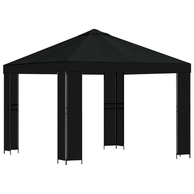 vidaXL Pavillon 3 x 3 m Schwarz Polyester und Stahl 190 900358
