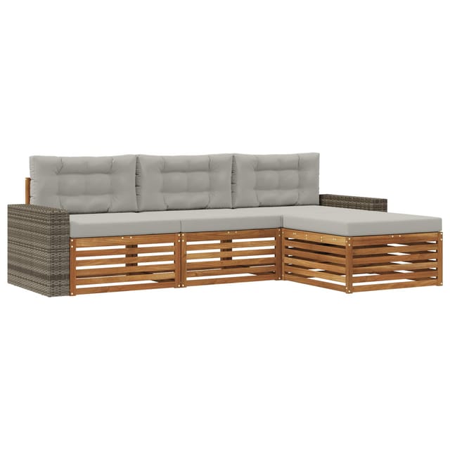 vidaXL Outdoor-Sofagarnitur 4 Stk Natur und Hellgrau Polyester 3383219