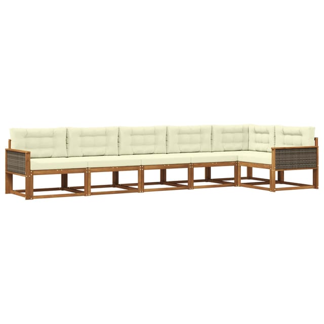 vidaXL Outdoor-Sofagarnitur mit Kissen 6 Stk Natur und Creme 3382598