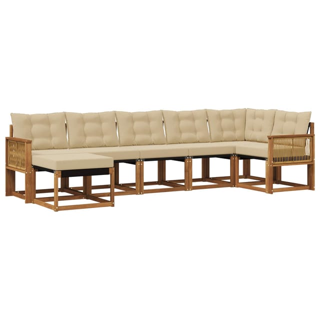 vidaXL Outdoor-Sofagarnitur mit Kissen 7 Stk Natur und Beige 3382101