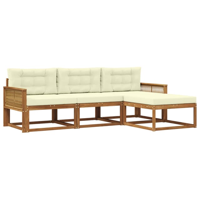 vidaXL Outdoor-Sofagarnitur mit Kissen 4 Stk Natur und Creme 3382468