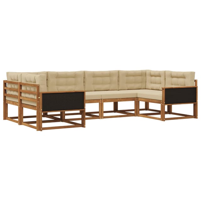 vidaXL Outdoor-Sofagarnitur mit Kissen 6 Stk Natur und Beige 3382836