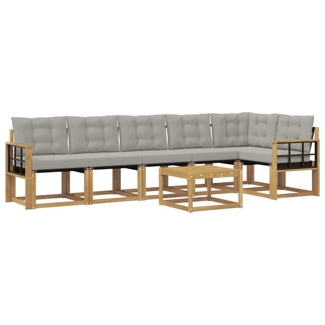 vidaXL Outdoor-Sofagarnitur mit Kissen 7-Tlg Weiß und Hellgrau 3389553