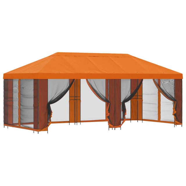 vidaXL Pavillon mit Seitenwänden 6 x 3 m Orange Polyester und Stahl 3376027