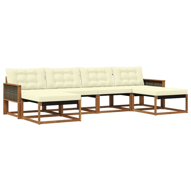 vidaXL Outdoor-Sofagarnitur mit Kissen 6 Stk Natur und Creme 3381594