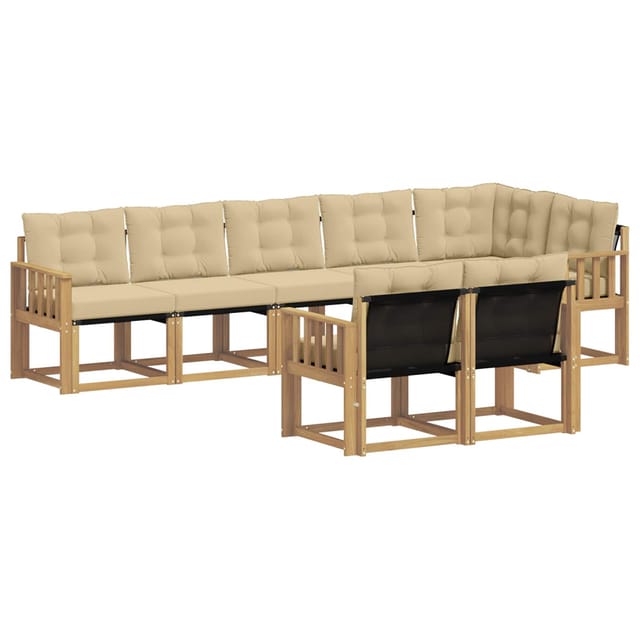 vidaXL Outdoor-Sofagarnitur mit Kissen 8-Tlg Weiß und Beige 3389595