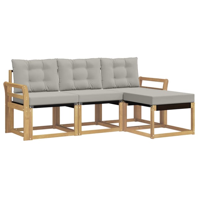 vidaXL Outdoor-Sofagarnitur mit Kissen 4-Tlg Weiß und Hellgrau 3389357