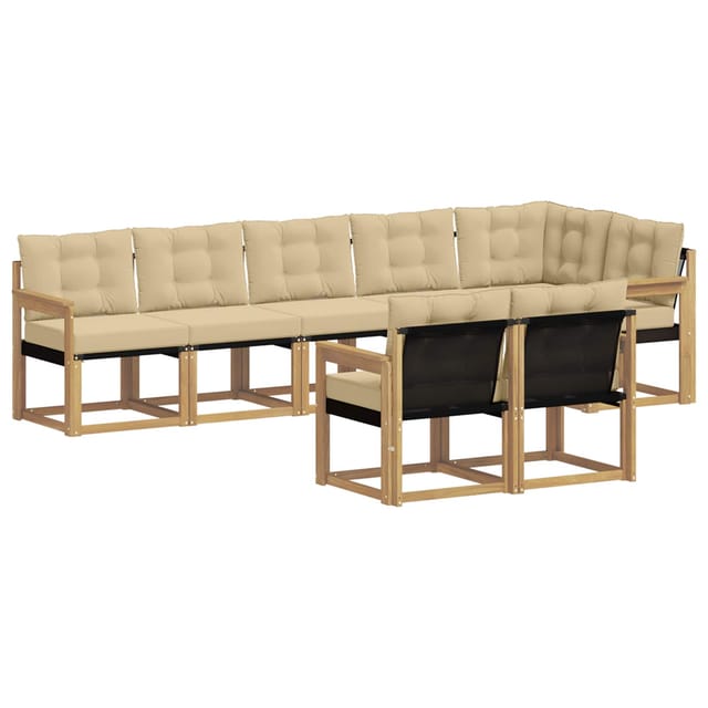 vidaXL Outdoor-Sofagarnitur mit Kissen 8-Tlg Weiß und Beige 3389591