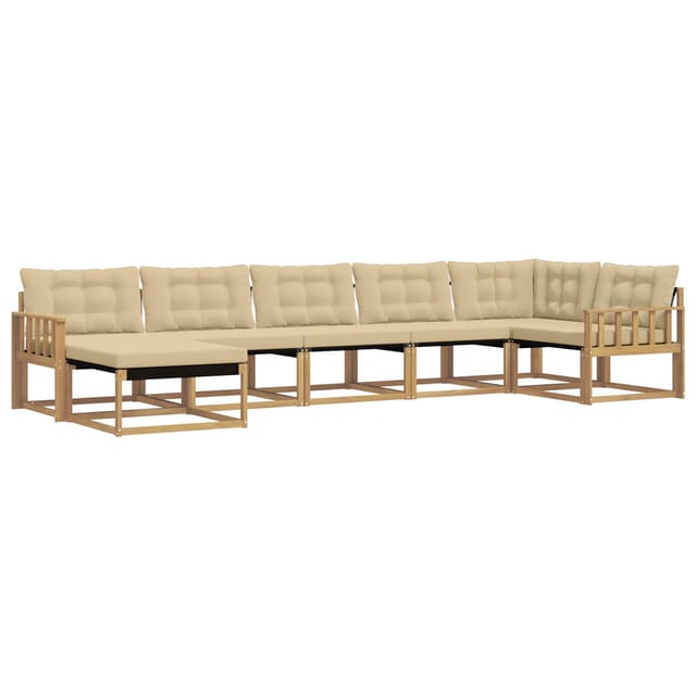 vidaXL Outdoor-Sofagarnitur mit Kissen 7-Tlg Weiß und Beige 3388899