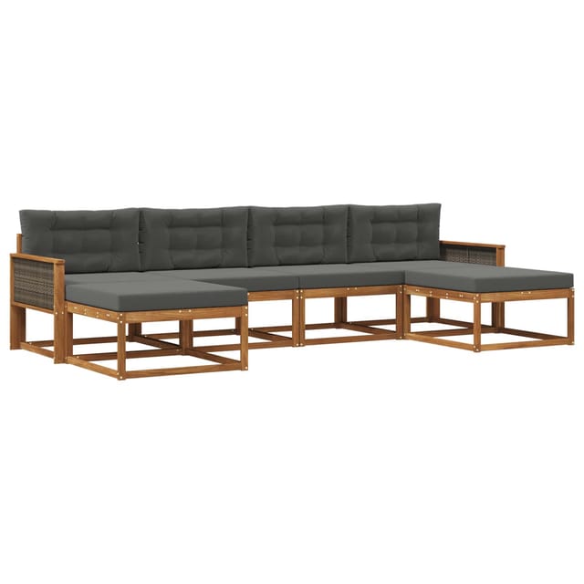 vidaXL Outdoor-Sofagarnitur mit Kissen 6 Stk Natur und Anthrazit 3382780
