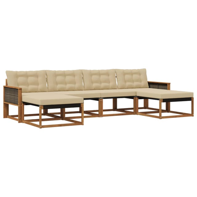 vidaXL Outdoor-Sofagarnitur mit Kissen 6 Stk Natur und Beige 3381597