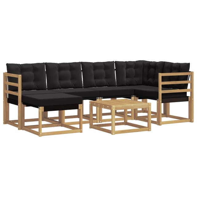vidaXL Outdoor-Sofagarnitur mit Kissen 7-Tlg Weiß und Schwarz 3389658