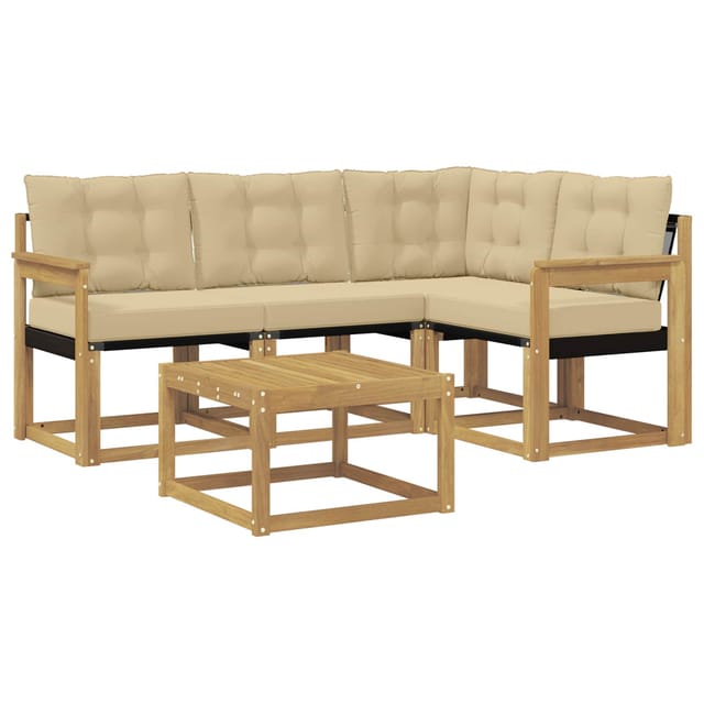 vidaXL Outdoor-Sofagarnitur mit Kissen 5-Tlg Weiß und Beige 3389447