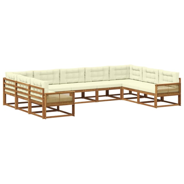 vidaXL Outdoor-Sofagarnitur mit Kissen 9 Stk Natur und Creme 3382888