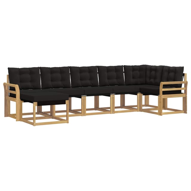 vidaXL Outdoor-Sofagarnitur mit Kissen 7-Tlg Weiß und Schwarz 3389694