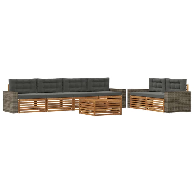 vidaXL Outdoor-Sofagarnitur 7 Stk Natur und Anthrazit Polyester 3383070