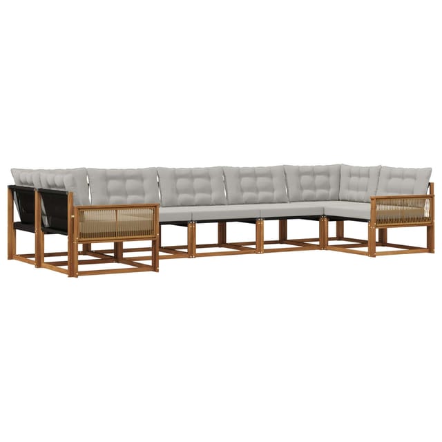 vidaXL Outdoor-Sofagarnitur mit Kissen 7 Stk Natur und Hellgrau 3381667