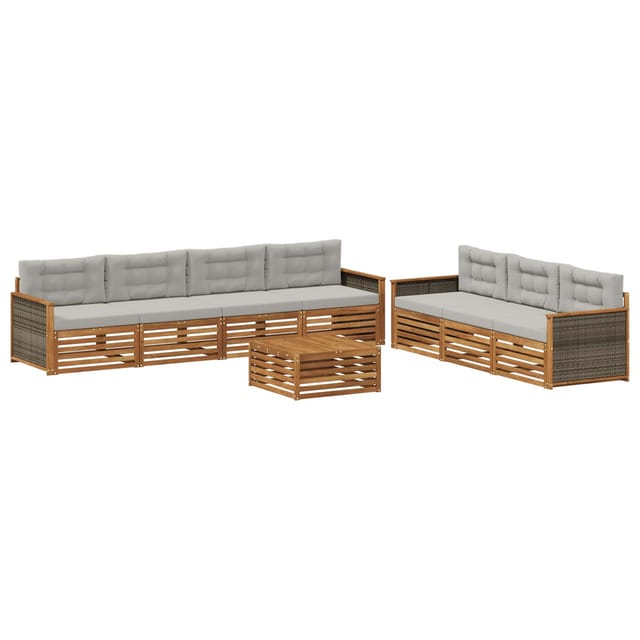 vidaXL Outdoor-Sofagarnitur mit Kissen 8 Stk Natur und Hellgrau 3383109