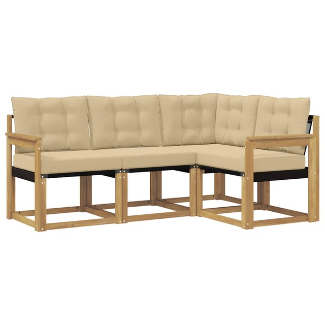 vidaXL Outdoor-Sofagarnitur mit Kissen 4-Tlg Weiß und Beige 3389423