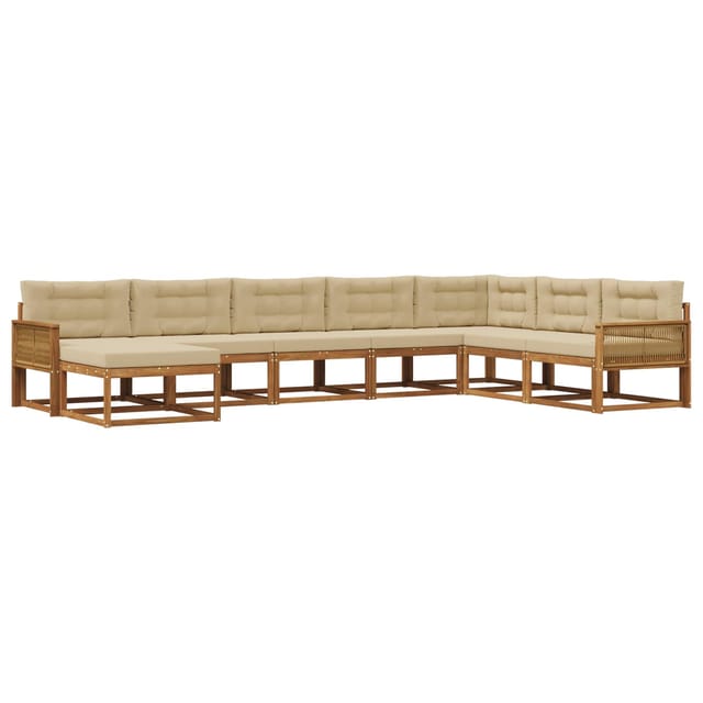 vidaXL Outdoor-Sofagarnitur mit Kissen 8 Stk Natur und Beige 3382811