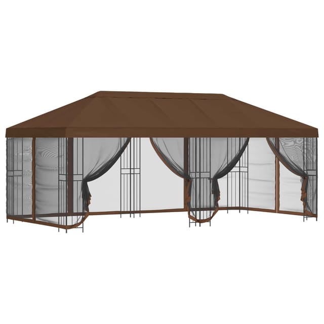 vidaXL Pavillon mit Seitenwänden 6 x 3 m Braun Polyester und Stahl 190 3376005