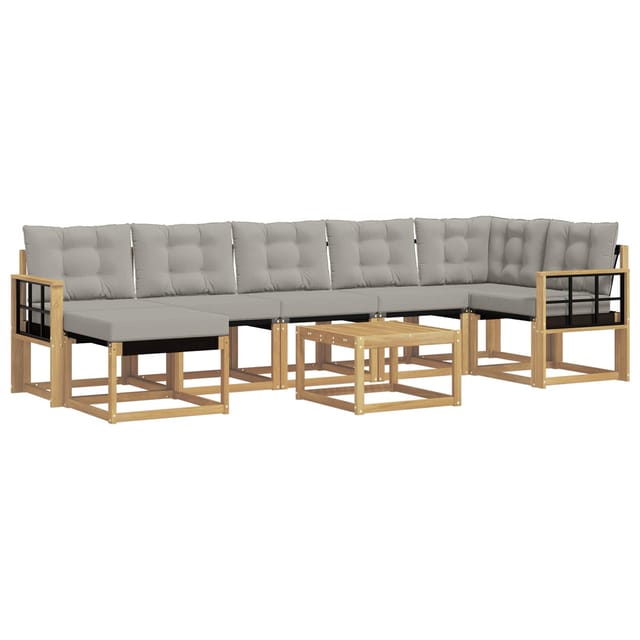 vidaXL Outdoor-Sofagarnitur mit Kissen 8-Tlg Weiß und Hellgrau 3389721