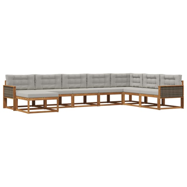 vidaXL Outdoor-Sofagarnitur mit Kissen 8 Stk Natur und Hellgrau 3382799