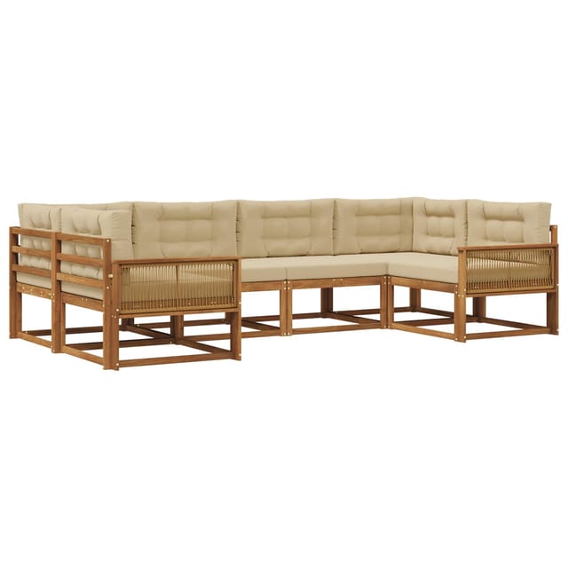 vidaXL Outdoor-Sofagarnitur mit Kissen 6 Stk Natur und Beige 3382851