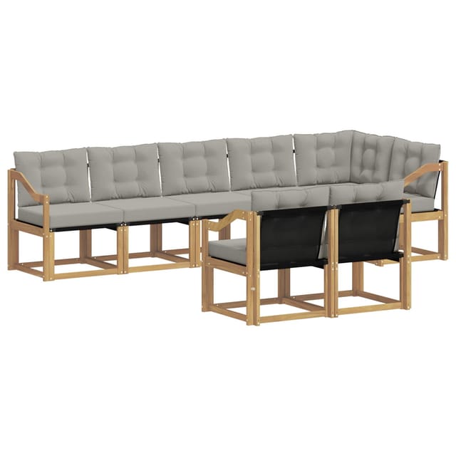 vidaXL Outdoor-Sofagarnitur mit Kissen 8-Tlg Weiß und Hellgrau 3389605