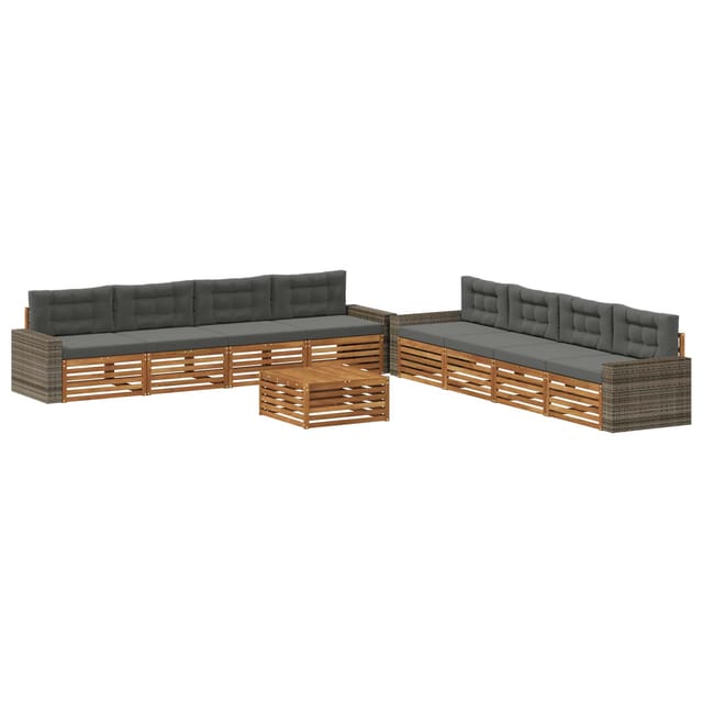 vidaXL Outdoor-Sofagarnitur 9 Stk Natur und Anthrazit Polyester 3383190